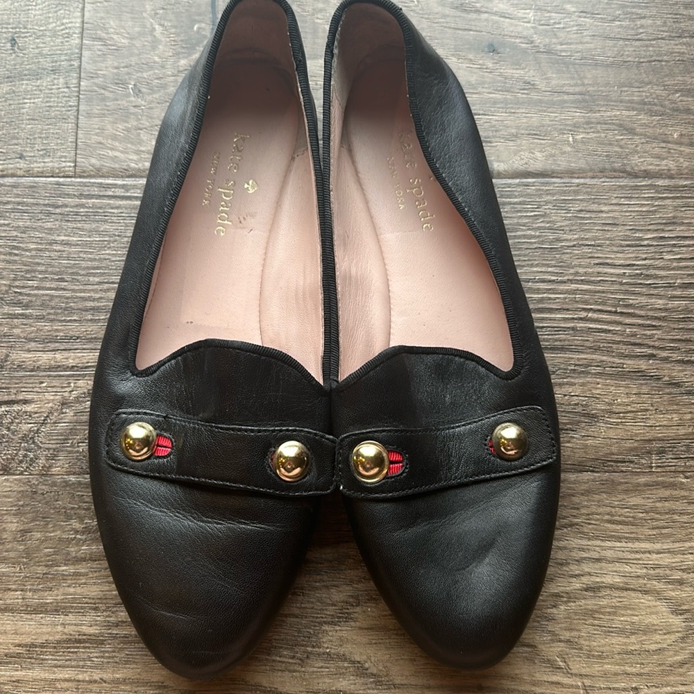 Kate Spade black Loafers with gold detail (size 6.5)